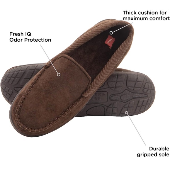 Hanes Men's Textured Moccasin Slipper Brown Unisex Men’s Size 8-9 - Picture 3 of 8